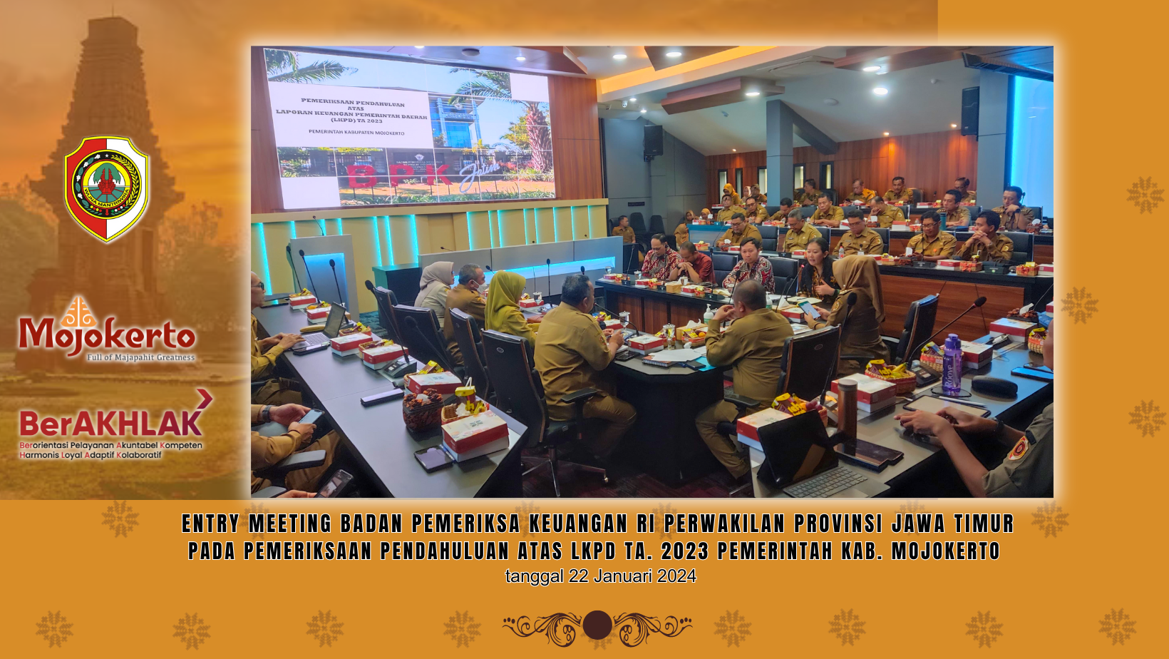 Entry Meeting BPK RI Perwakilan Provinsi Jawa Timur pada Pemeriksaan Pendahuluan atas LKPD TA. 2023 Pemerintah Kabupaten Mojokerto