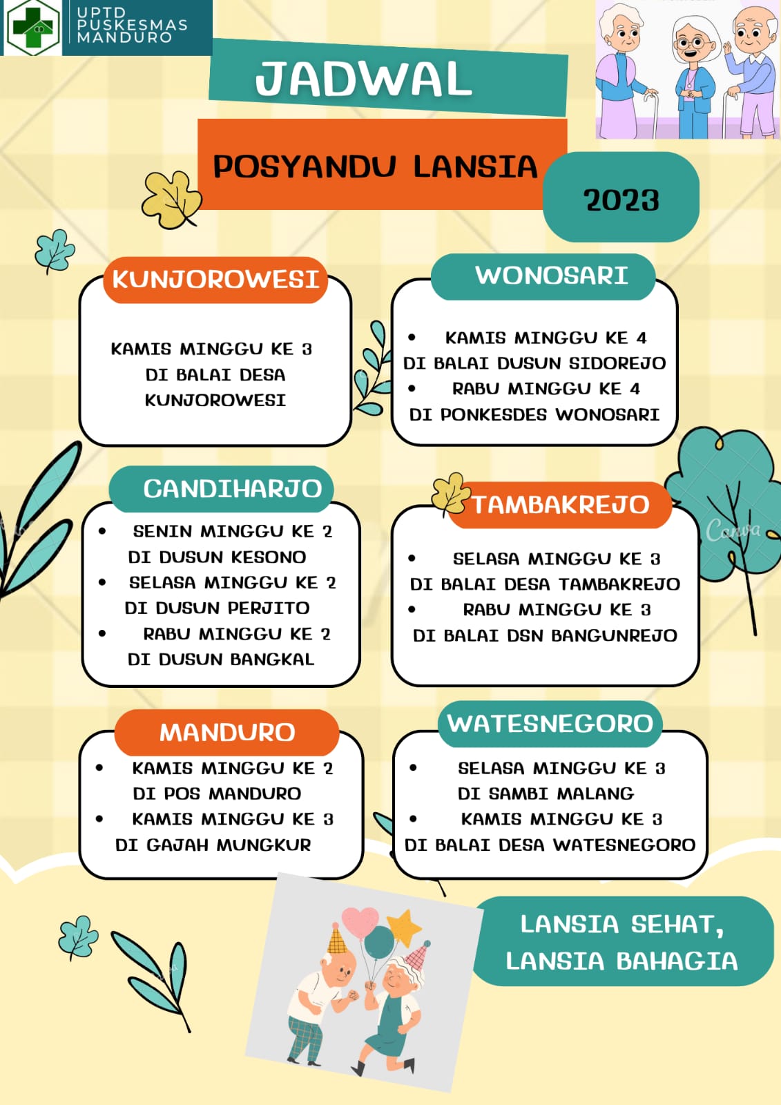 JADWAL POSYANDU LANSIA 2023