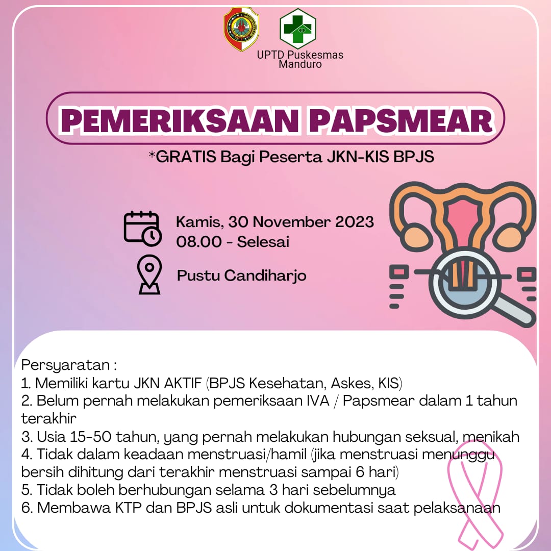 Pemeriksaan Kanker Serviks dengan metode Pap Smear/IVA test di Pustu Candiharjo