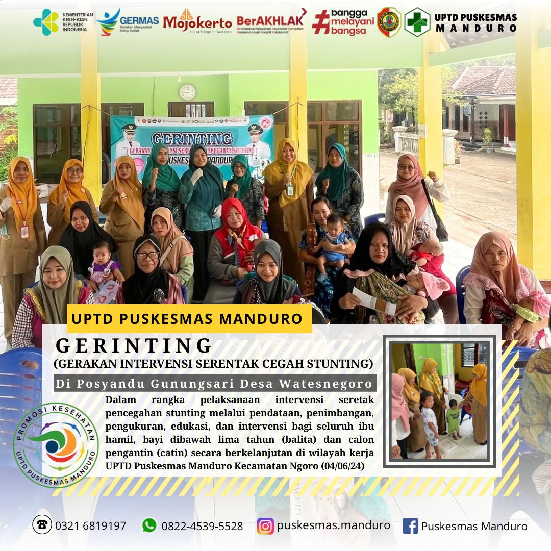 GERINTING (Gerakan Intervensi Serentak Cegah Stunting) di Posyandu Gunungsari Desa Watesnegoro