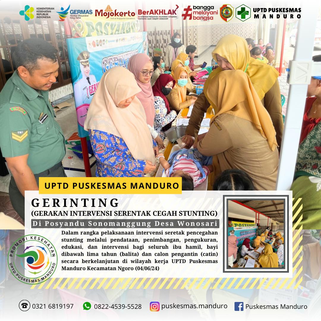 GERINTING (Gerakan Intervensi Serentak Cegah Stunting) di Posyandu Sonomanggung Desa Wonosari