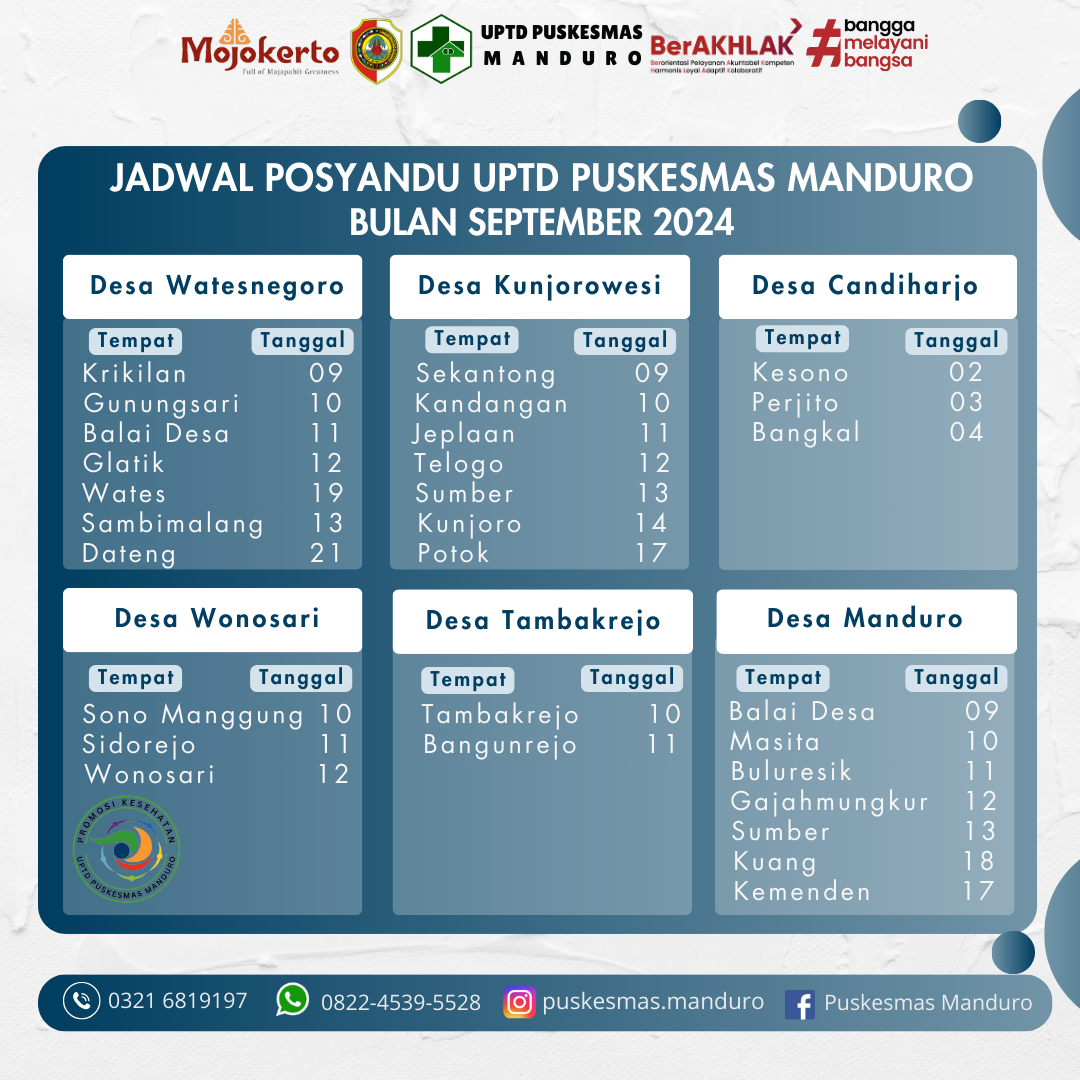 Jadwal Posyandu Bulan September 2024