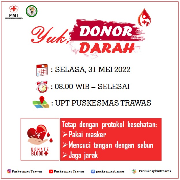 JADWAL DONOR DARAH DI UPT PUSKESMAS TRAWAS