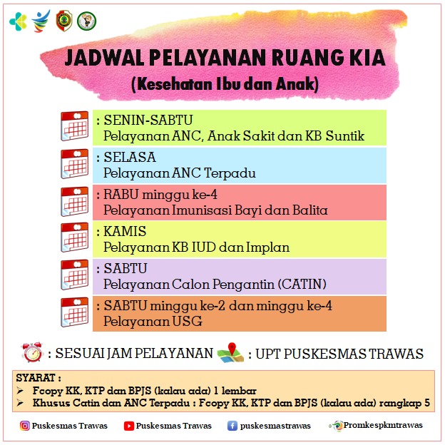 JADWAL PELAYANAN RUANG KIA (Kesehatan Ibu dan Anak)